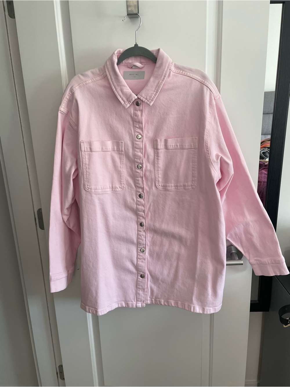 Noisy May Light Pink Button-Down Shirt Jacket